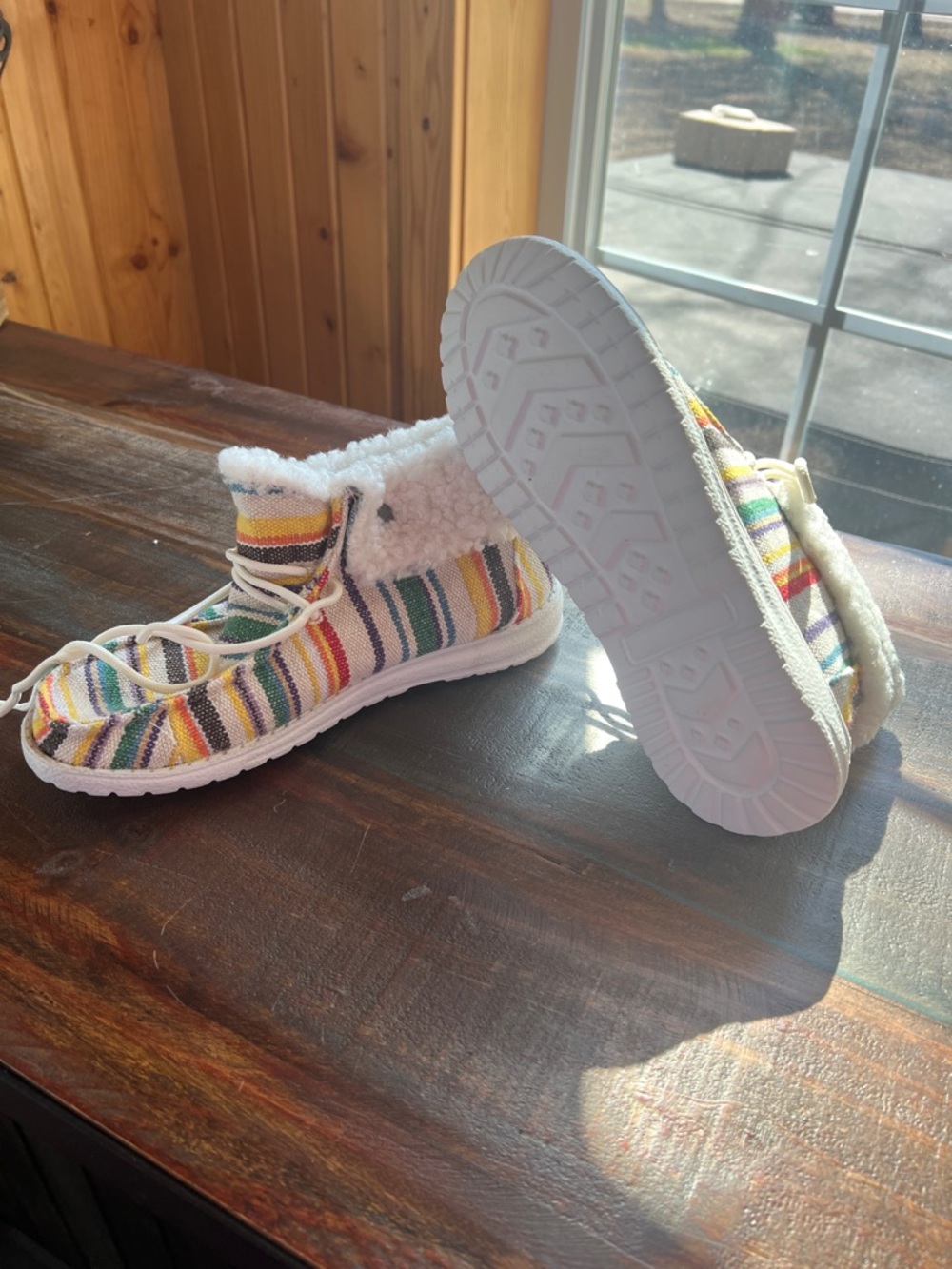 Gypsy Jazz Multicolor Striped Sherpa-Lined Slip-On Loafers